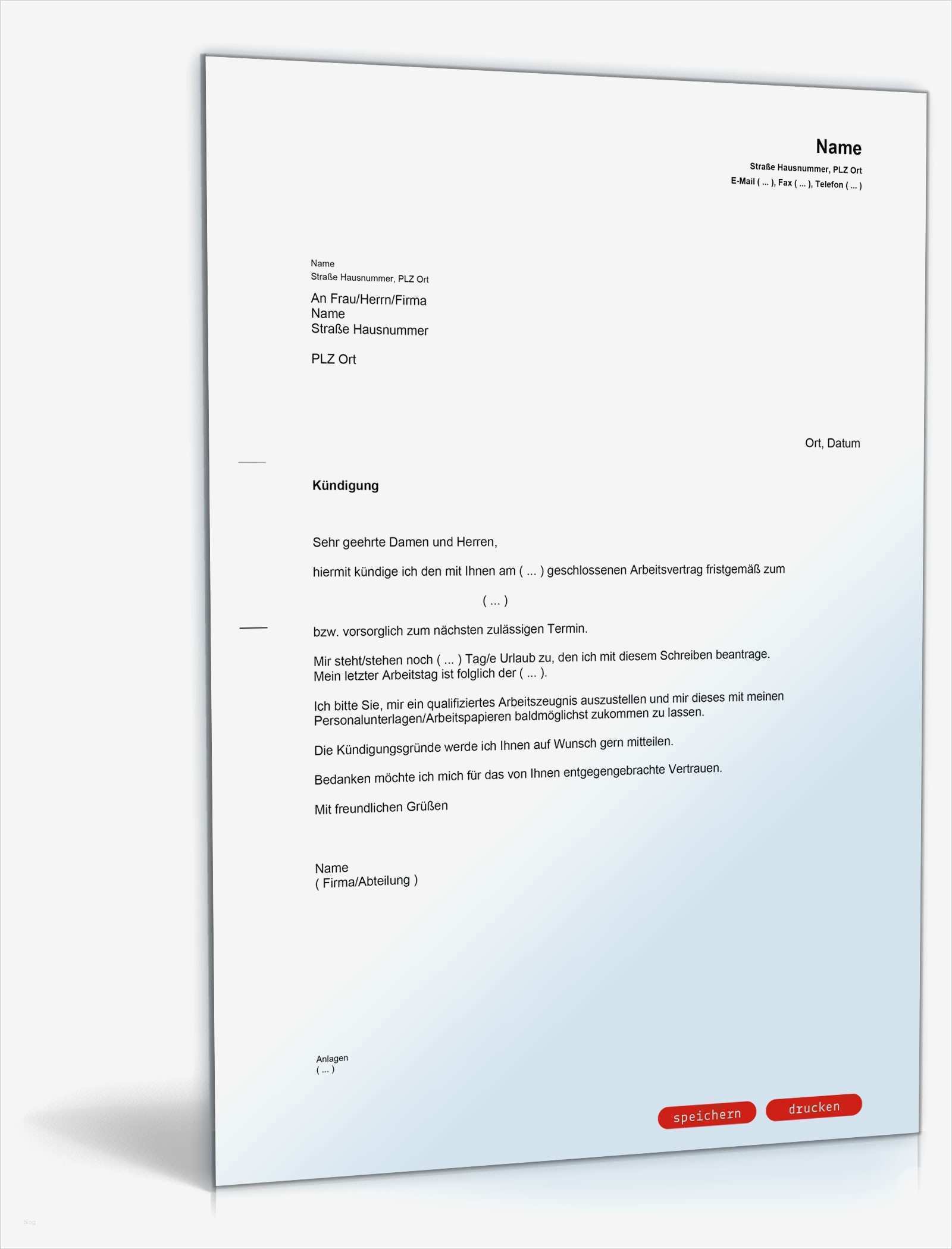 Fristgerechte Kündigung Vorlage Cool Kündigung Arbeitsvertrag Fristgemäß Arbeitnehmer
