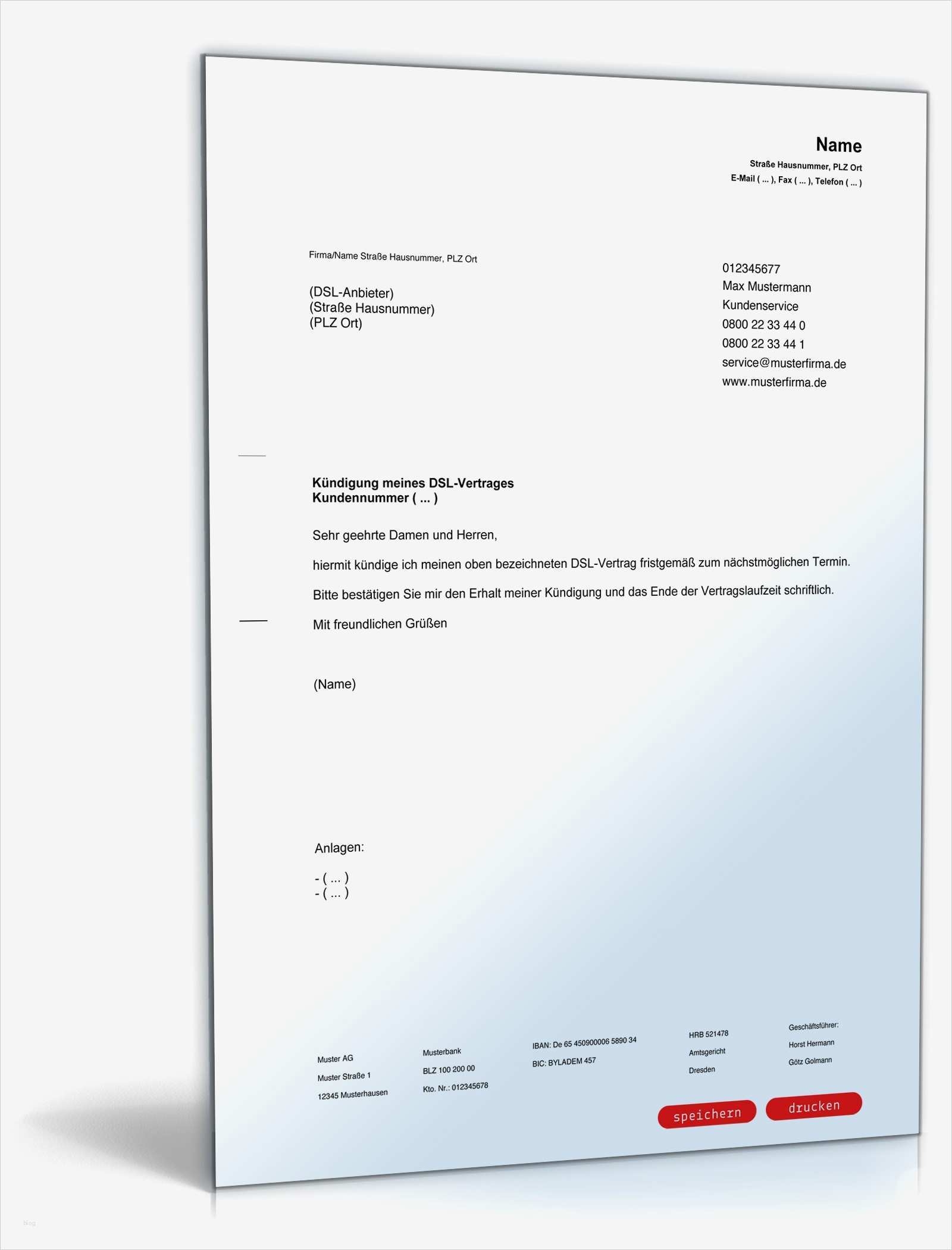 Fristgerechte Kündigung Vorlage Elegant Fristgemäße Kündigung Dsl Vertrag