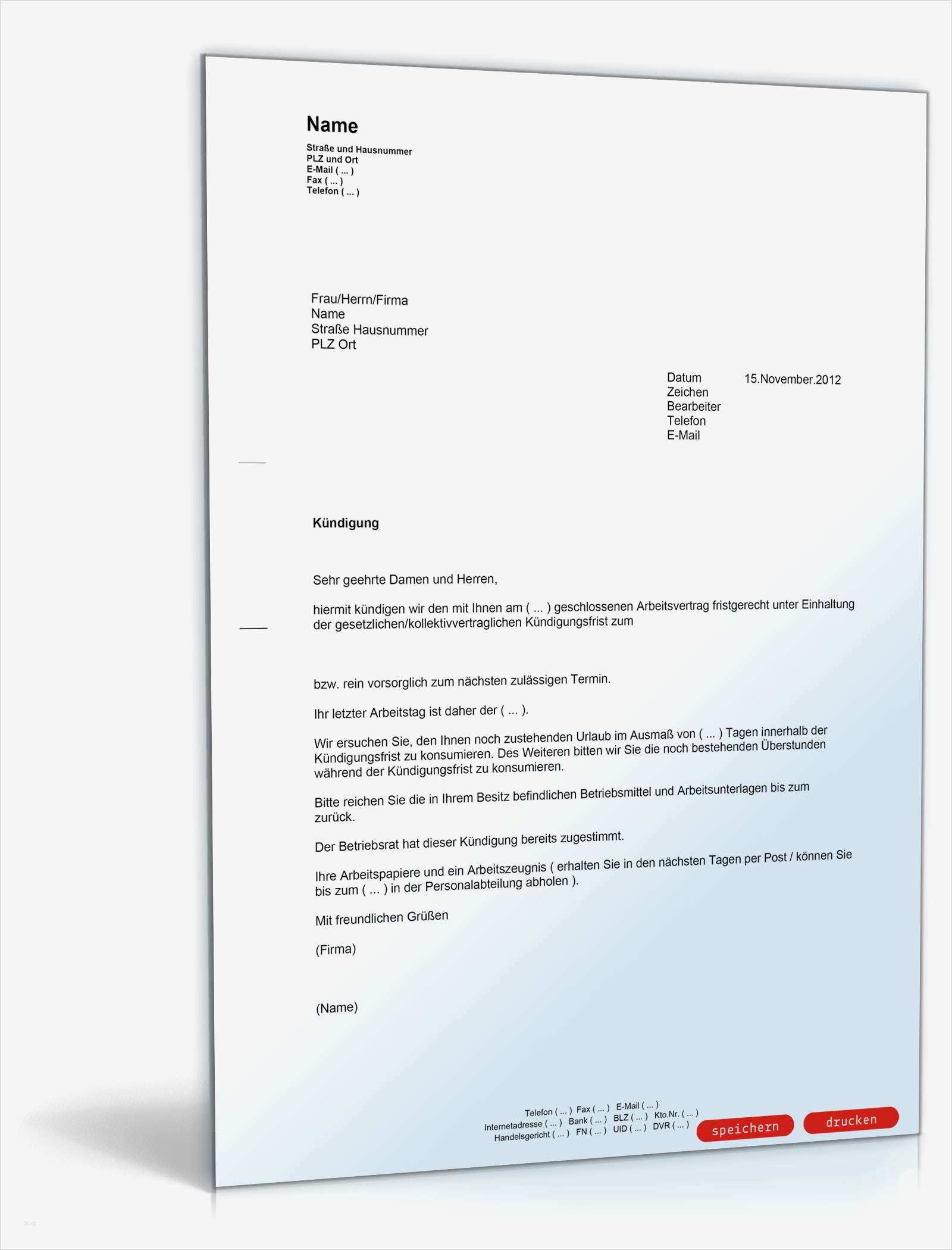 Fristgerechte Kündigung Vorlage Inspiration Kündigung Arbeitsvertrag Fristgemäß Arbeitgeber