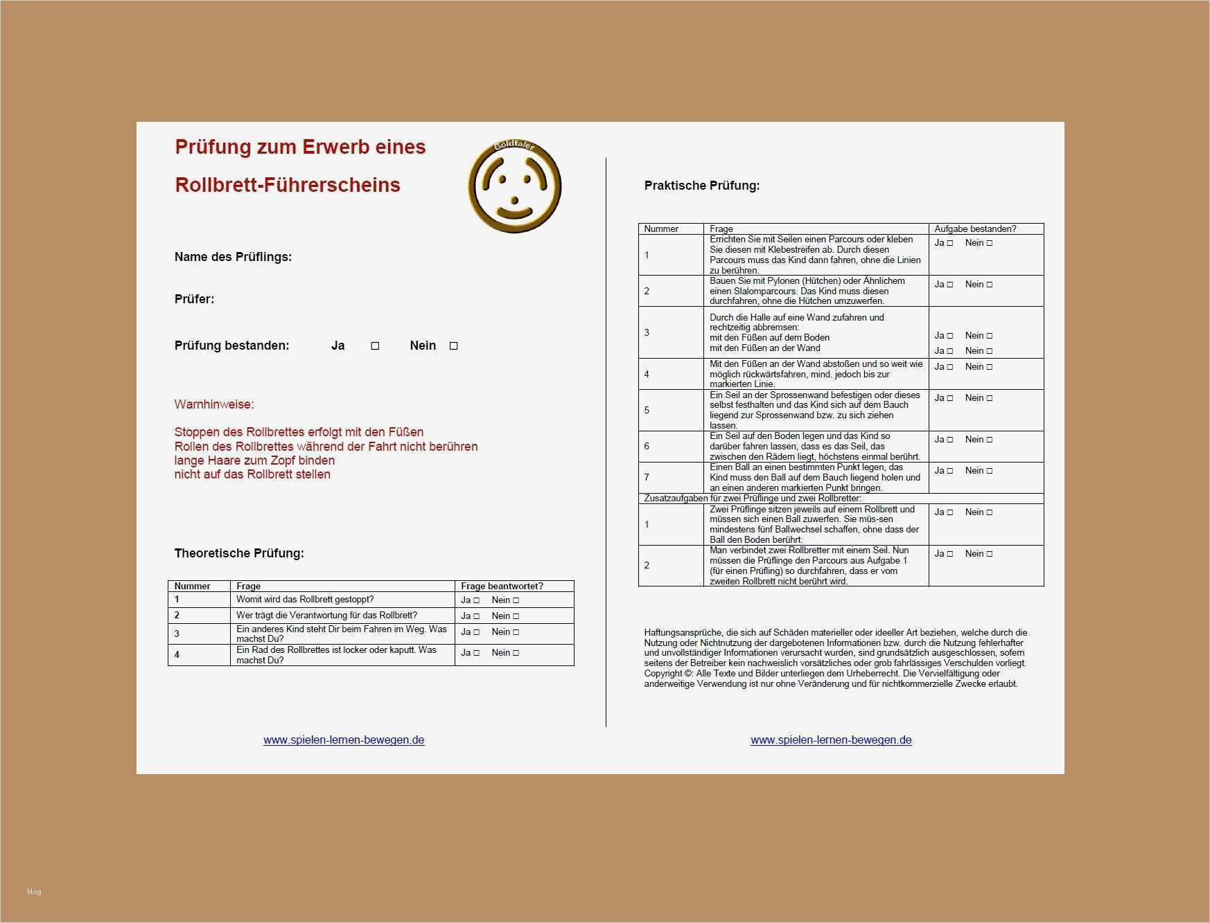 Führerschein Kindergarten Vorlage Beste Gogo Und Rollbretter