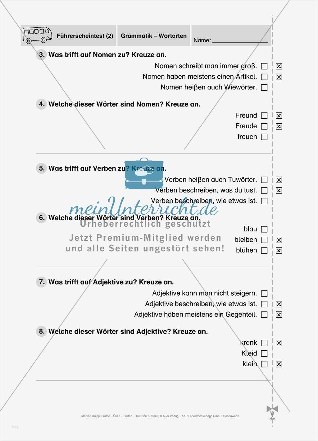 Führerschein Kindergarten Vorlage Wunderbar Wortarten Führerschein Vortest Testaufgaben