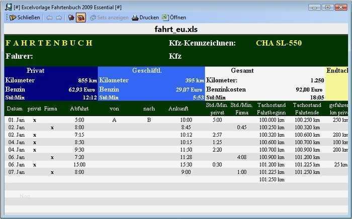 Fuhrpark Excel Vorlage Bewundernswert Excel Vorlage Fahrtenbuch 2009 Download