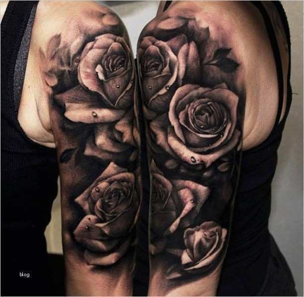 Full Arm Tattoo Vorlagen Cool Rosen Schwarz Weiß Wassertropfen Arm