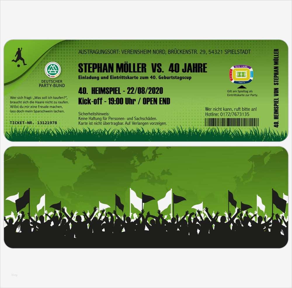 Fußball Ticket Vorlage Elegant Einladungskarten Zum Geburtstag Als Fussball Ticket