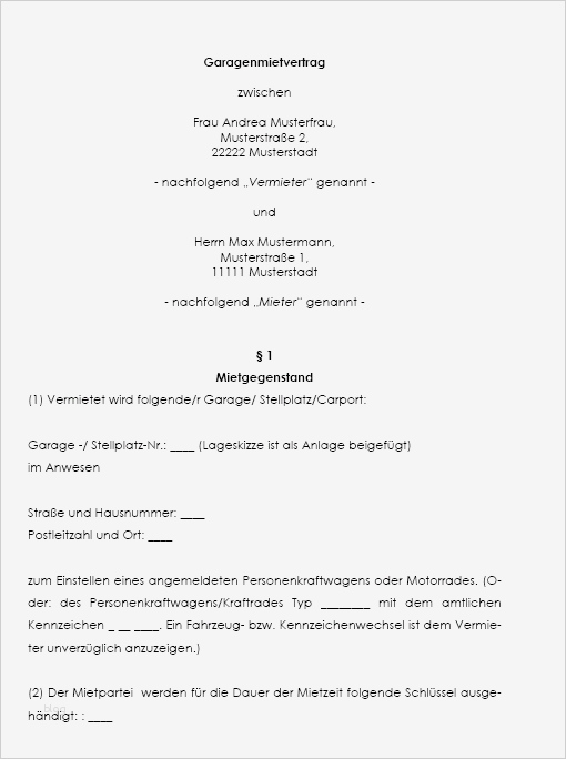 Garage Kündigen Vorlage Beste Garagenmietvertrag Vermieterinteresse