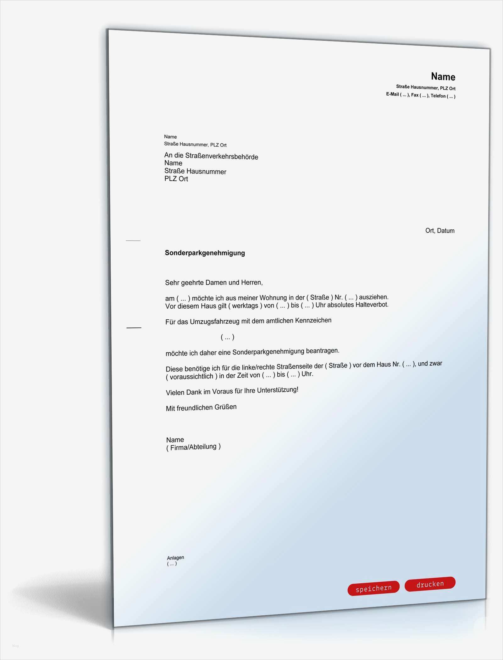 Gas Kündigen Wegen Umzug Vorlage Bewundernswert Antrag sondergenehmigung Zum Parken