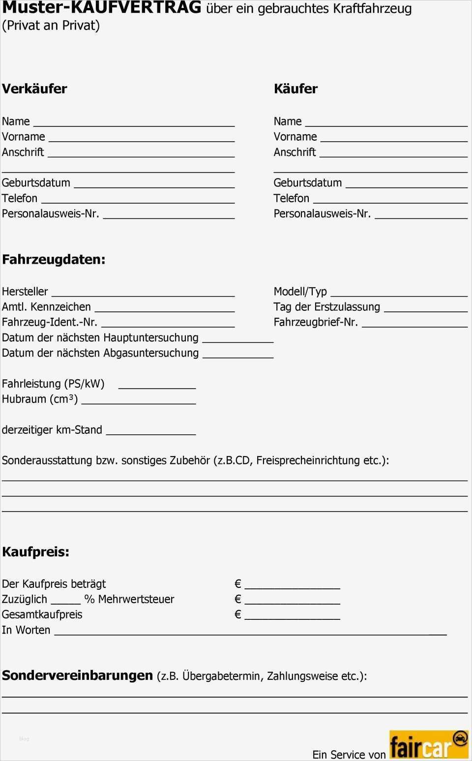 Gebrauchtwagen Kaufvertrag Vorlage Angenehm Muster Kaufvertrag über Ein Gebrauchtes Kraftfahrzeug