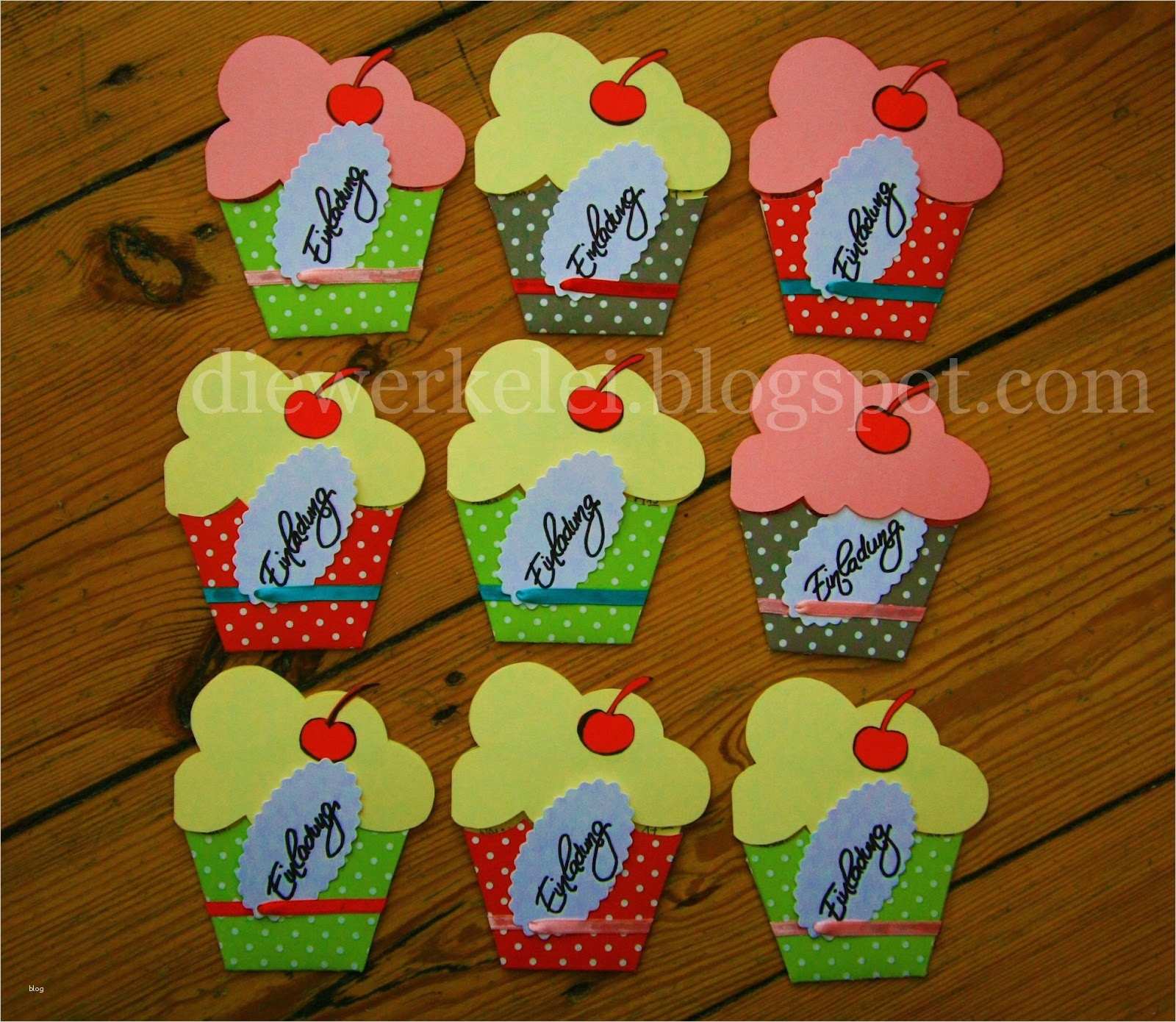 Geburtstagseinladung Schmetterling Vorlage Süß Werkelei Fröhlich Einladungskarten Cupcake Muffin