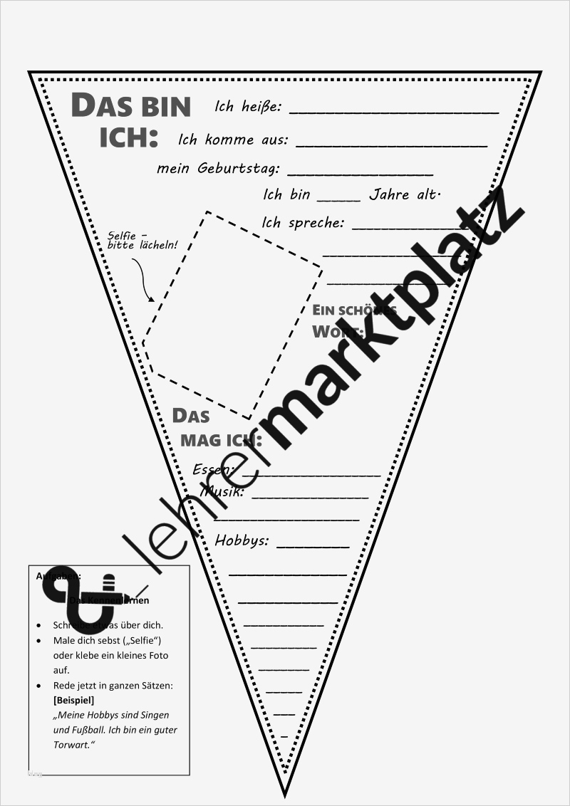 Geburtstagskalender Grundschule Vorlage Wunderbar Das Bin Ich über Mich [wimpel] Grundschule Sek I Daz