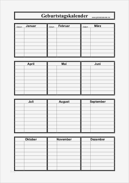 Geburtstagskalender Vorlage Best Of Geburtstagskalender Vorlage Calendar Template – Vorlagen 365