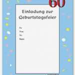 Geburtstagskarten Vorlagen Gut 60 Geburtstag Einladung
