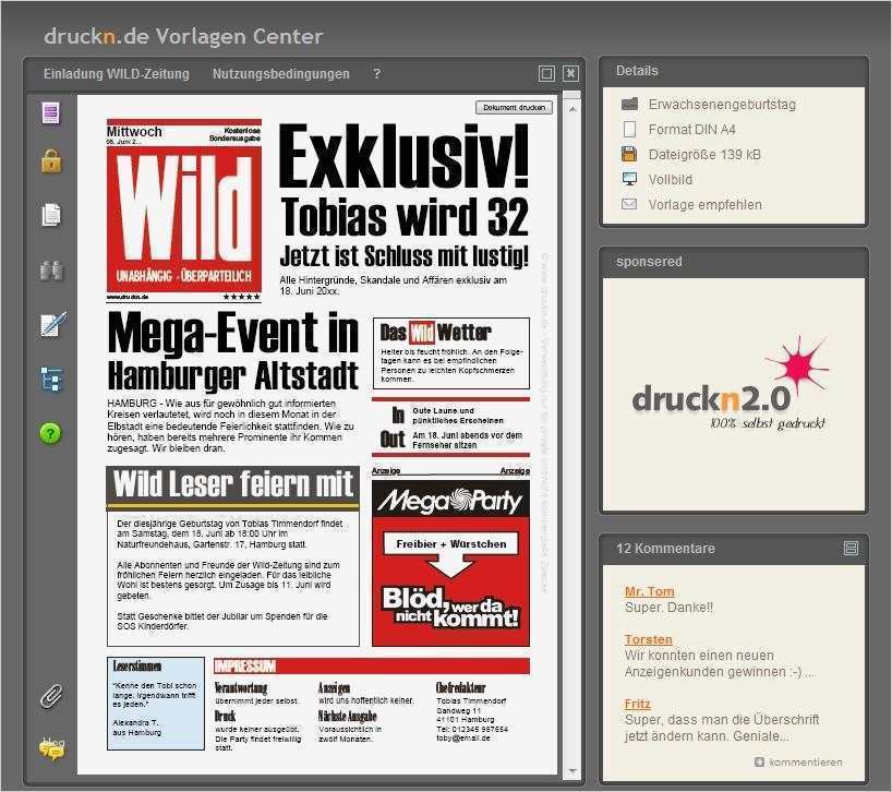 Geburtstagszeitung Vorlagen Großartig Web2print Vorlagen Portal Druckn Erfolgreich Gestartet