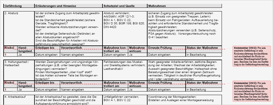 Gefährdungsbeurteilung Montage von Fassadenelementen