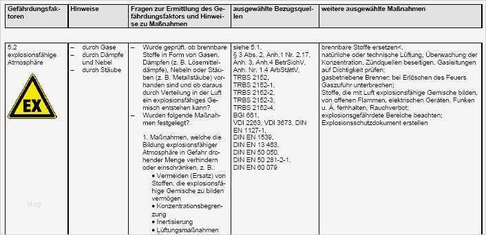 Gefährdungsbeurteilung Instandhaltung Allgemein Vorlage Erstaunlich Gefährdungsbeurteilung Brand Explosion Allgemein