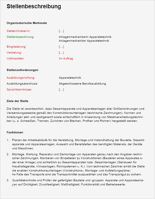 Gefährdungsbeurteilung Nach 5 Arbeitsschutzgesetz Vorlage Großartig Stellenbeschreibung Anlagenmechaniker In sofort Download