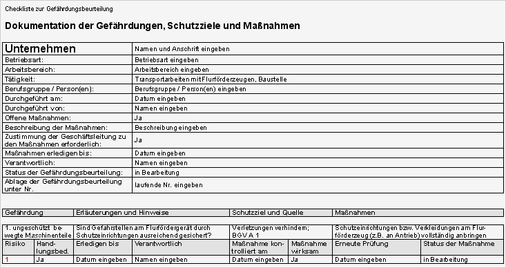 Gefährdungsbeurteilung Vorlage Pdf Genial Gefährdungsbeurteilung Transportarbeiten Mit