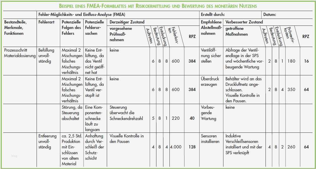 FMEA Analyse Fehlermöglichkeits und Einflussanalyse