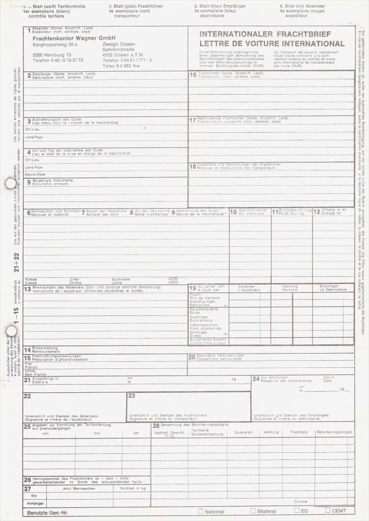 Gelangensbestätigung Vorlage Zum Ausfüllen Neu Cmr Frachtbrief Vorlage