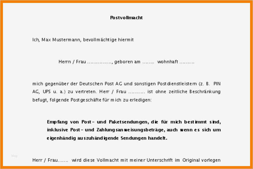 Generalvollmacht Vorlage Word Fabelhaft 8 Muster Vollmacht