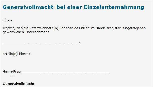 Generalvollmacht Vorlage Word Schön Generalvollmacht Bei Einer Einzelunternehmung Muster Zum