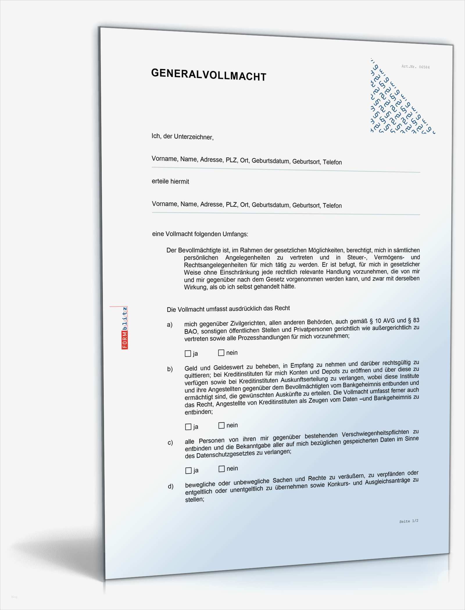 Generalvollmacht Vorlage Word Schön Generalvollmacht • De Vorlage Download