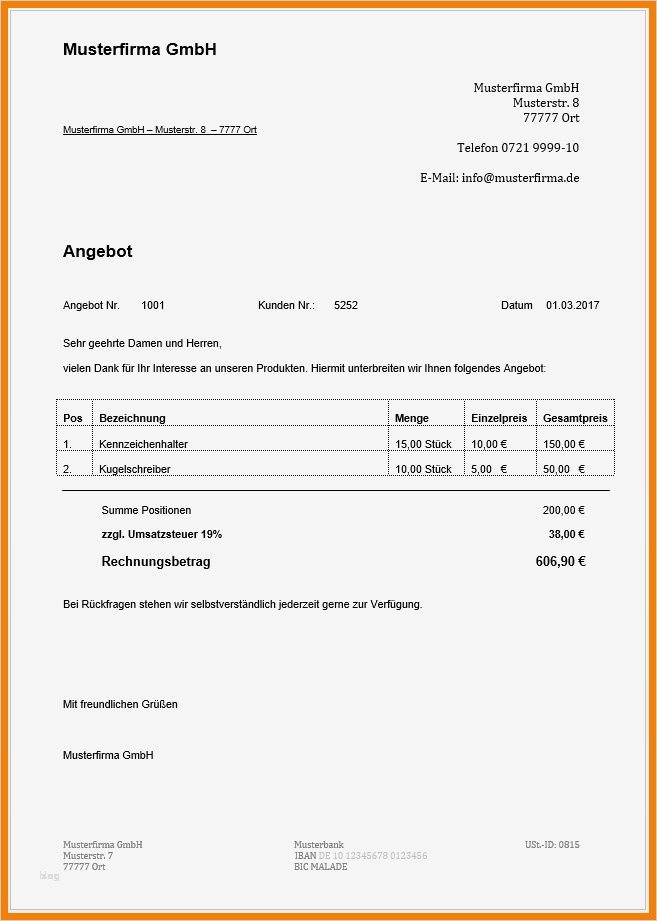 Geschäftsbrief Vorlage Angebot Erstaunlich 6 Anfrage Angebot Vorlage