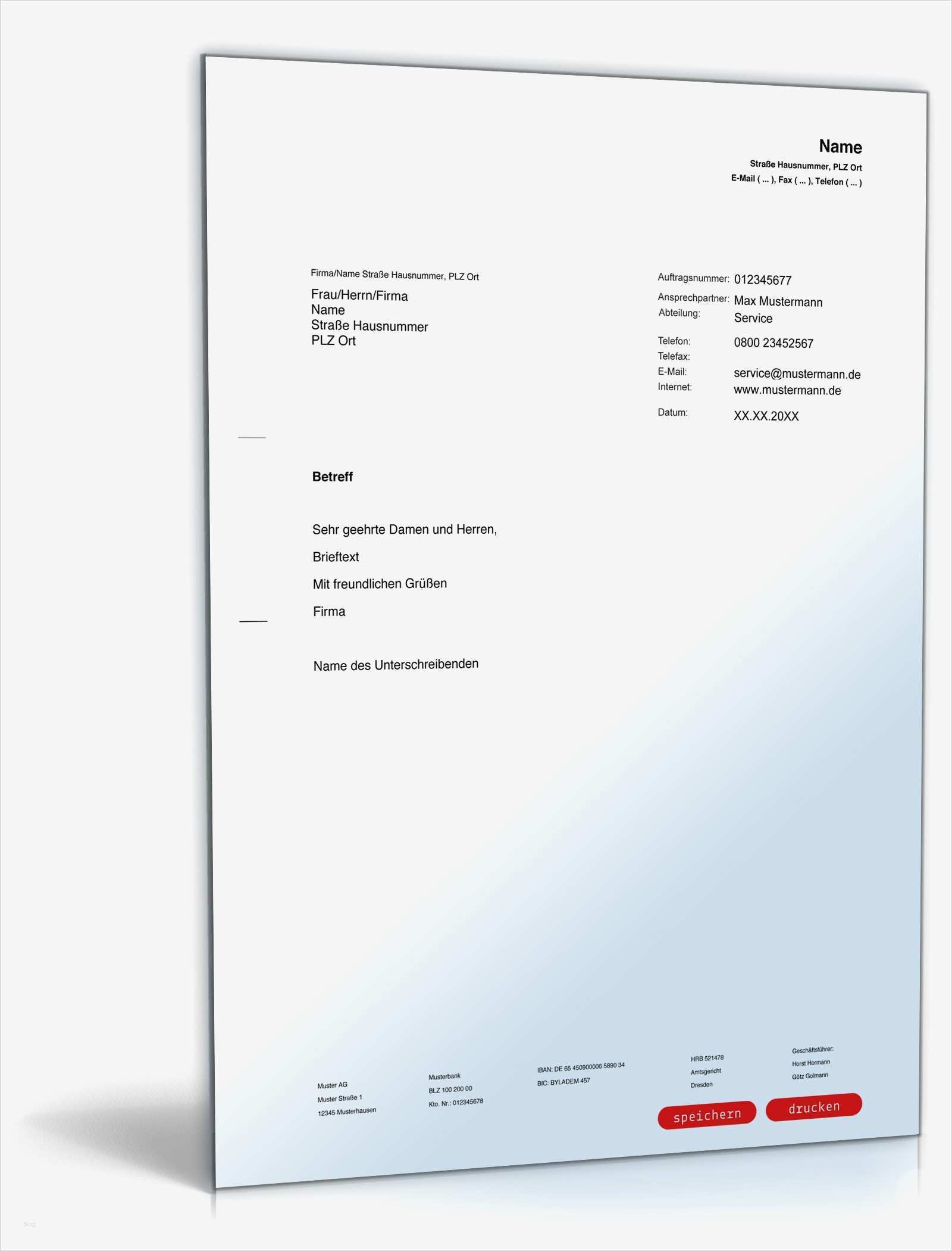 Geschäftsbrief Vorlage Kostenlos Elegant Allgemeiner Musterbrief