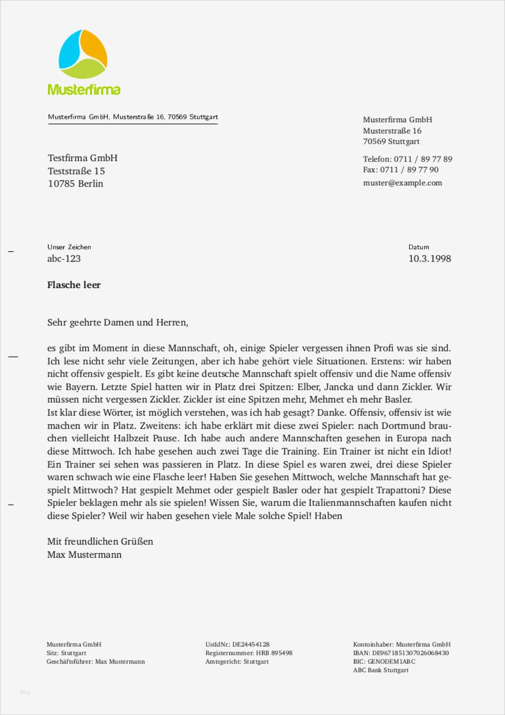 Geschäftsbrief Vorlage Pdf Gut Geschäftsbrief Vorlage Und Muster