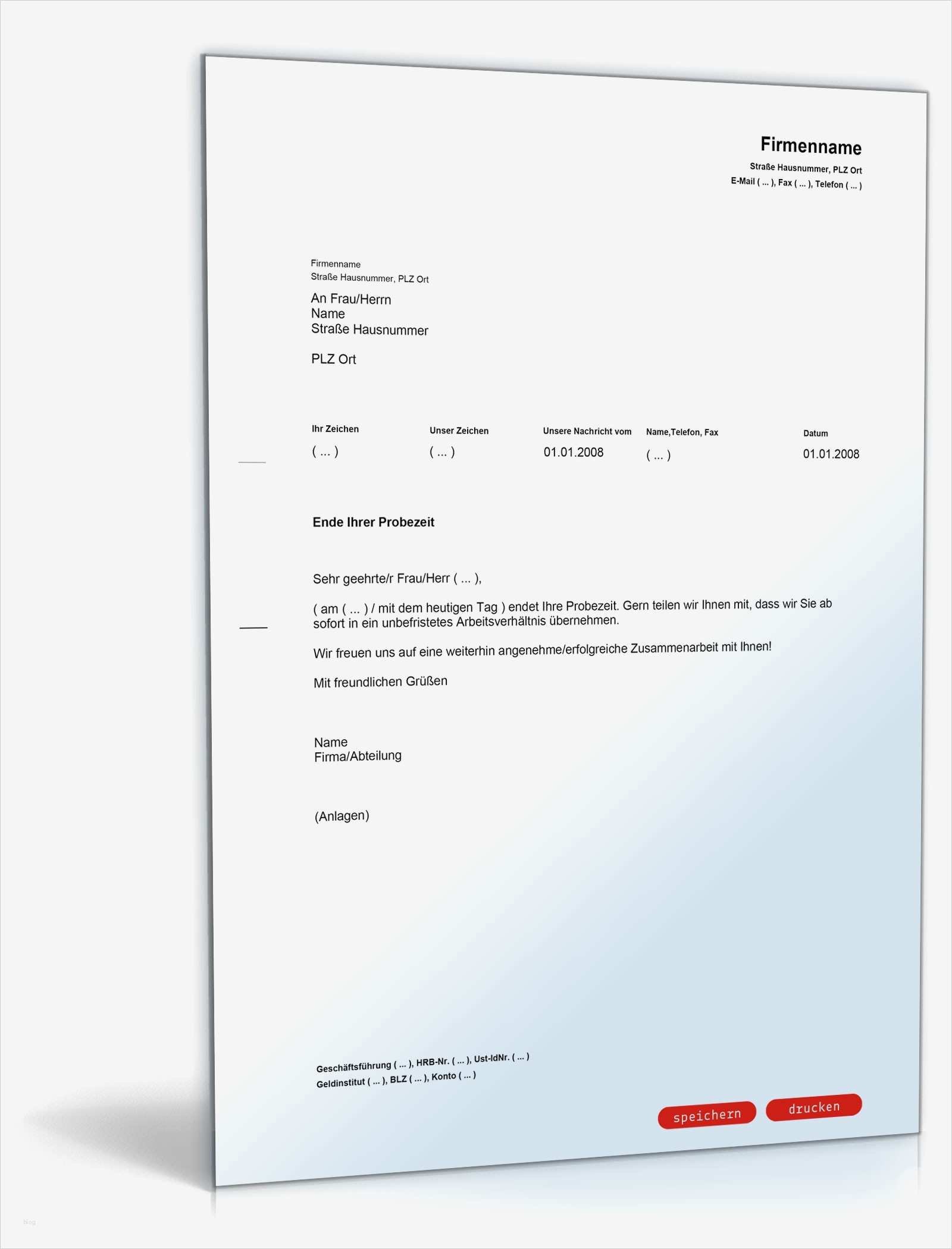 Geschäftsbrief Vorlage Pdf Neu Übernahme Nach Probezeit Muster Vorlage Zum Download