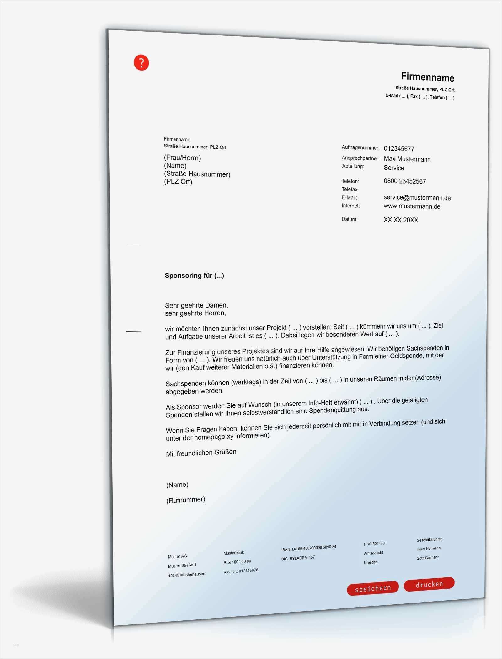 Geschäftsbrief Vorlage Pdf Süß Gewinnung Sponsoring Partnern