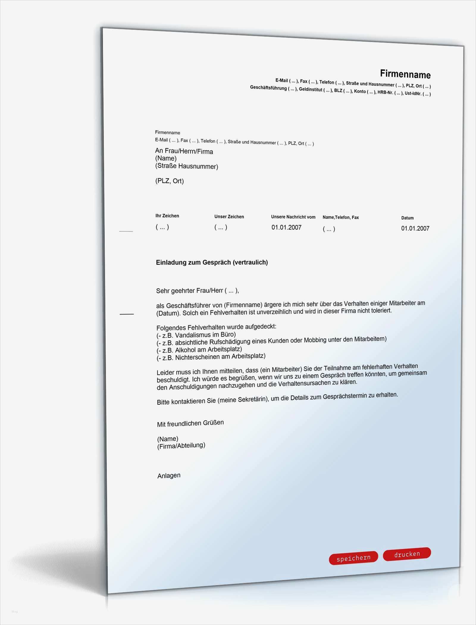 Geschäftsbrief Vorlage Pdf Wunderbar Einladung Vertrauliches Gespräch