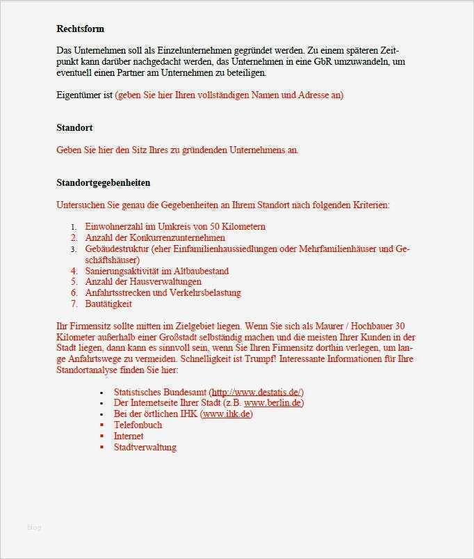 Geschäftsplan Vorlage Gut Businessplan Maurer Hochbau Muster Vorlage Zum Download