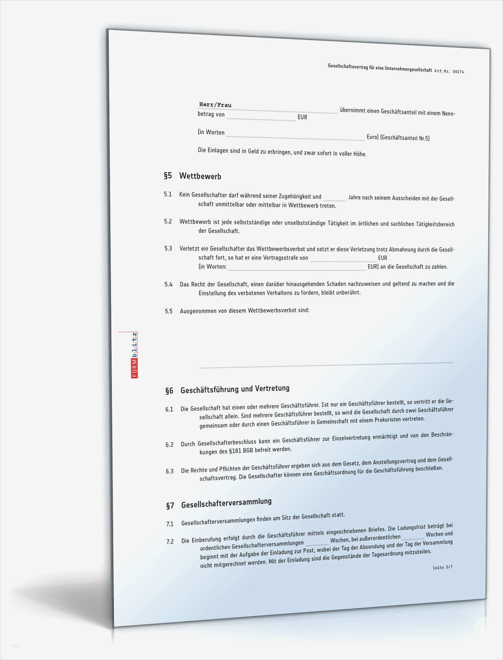 Gesellschaftsvertrag Gmbh Vorlage Einzigartig Gesellschaftsvertrag Ug