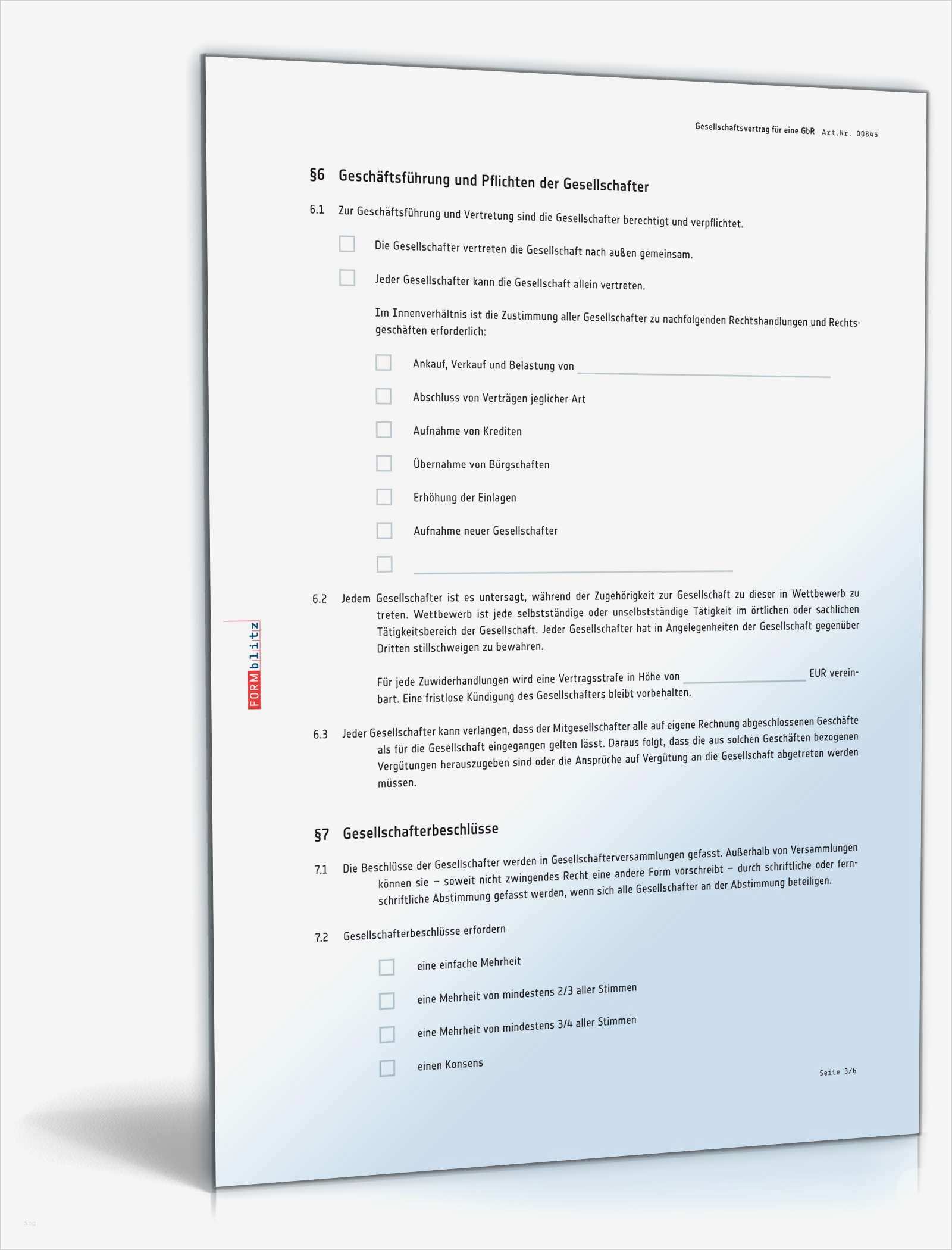 Gesellschaftsvertrag Gmbh Vorlage Genial Gbr Gesellschaftsvertrag
