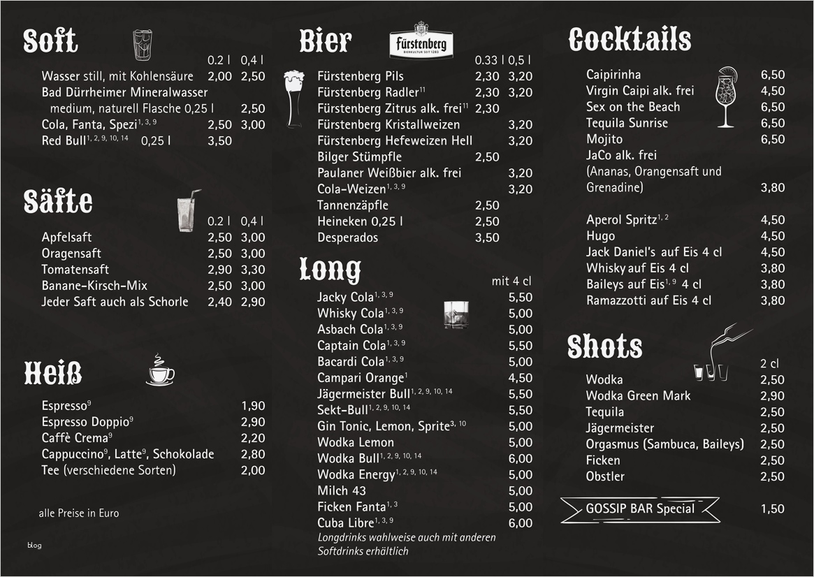 Getränkekarte Bar Vorlage Erstaunlich Gossip Bar Getränkekarte 2 – Gossip Bar Donaueschingen
