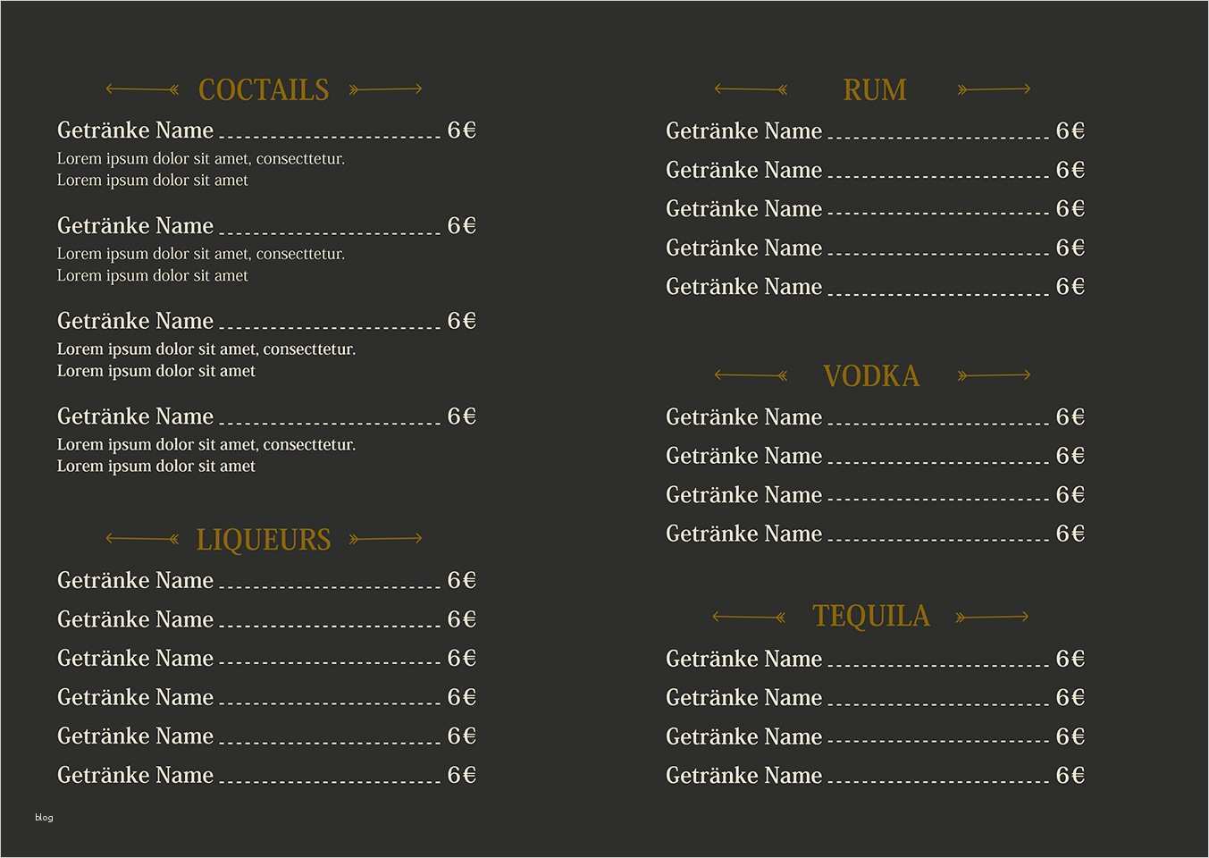 Getränkekarte Bar Vorlage Wunderbar Fantastisch Cocktailkarte Vorlage Frei Zeitgenössisch