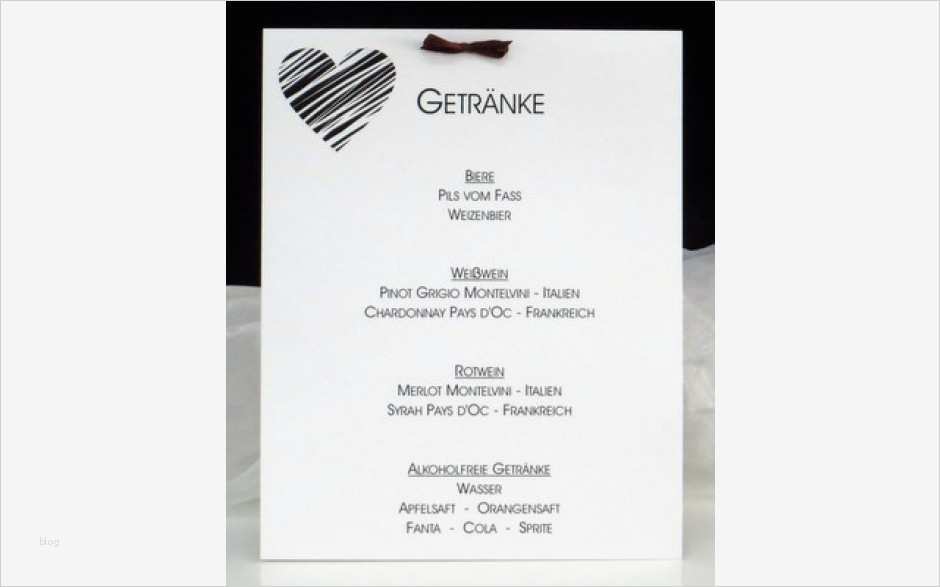Getränkekarte Geburtstag Vorlage Angenehm Getränkekarte "streifenherz" Schwarz & Weiß Printandcopybox