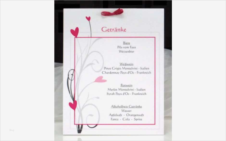 Getränkekarte Hochzeit Vorlage Elegant Getränkekarte "herzzauber" Pink Printandcopybox