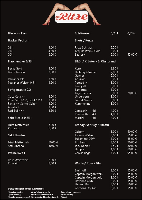 Getränkekarte Vorlage Erstaunlich Getränkekarte – Zur Ritze