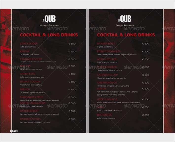 Tolle Getränkkarten Vorlage Galerie