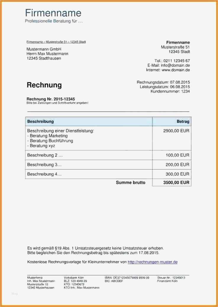 Gewerbe Rechnung Vorlage Erstaunlich Rechnung Schreiben Private Muster 6 Privat Rechnung