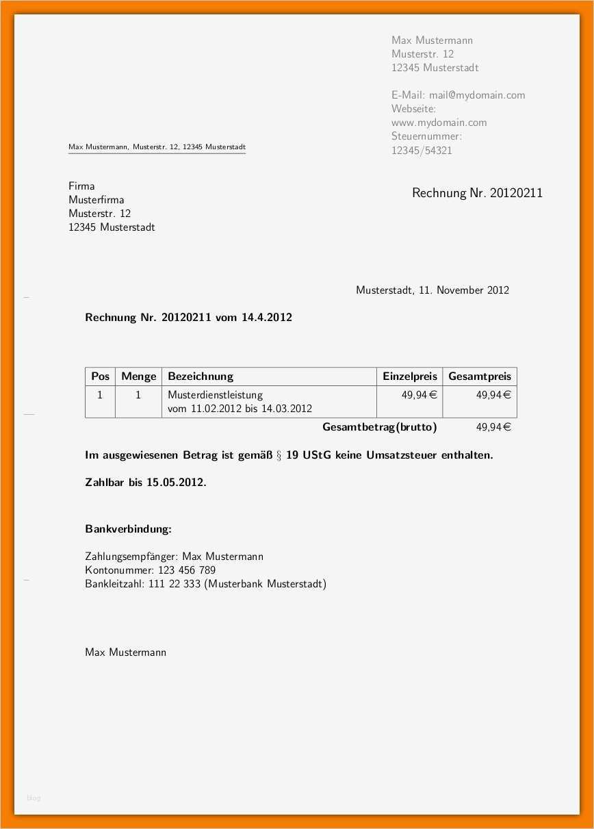 Gewerbe Rechnung Vorlage Neu Rechnung Von Privat An Gewerbe Line Rechnun Rechnung