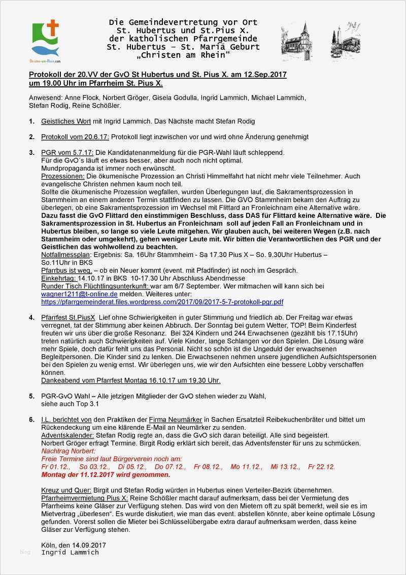 Gewerbeabfallverordnung Dokumentation Vorlage Inspiration Protokoll Pfarrgemeinderat Christen Am Rhein