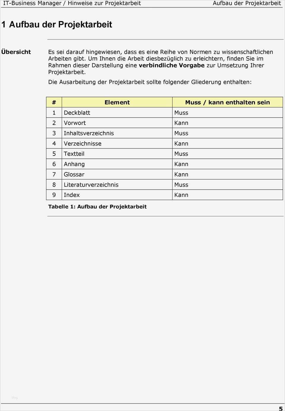Gliederung Projektarbeit Vorlage Großartig It Business Manager Hinweise Zur Projektarbeit Pdf