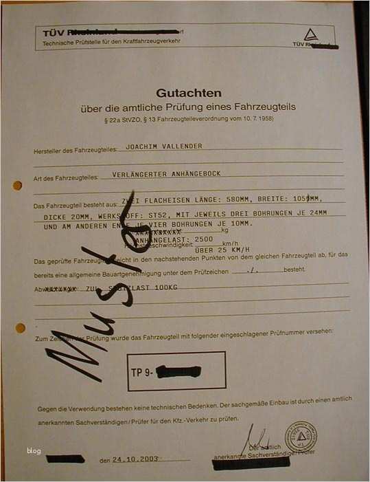 Anhängebock mit Gutachten an einem U 406