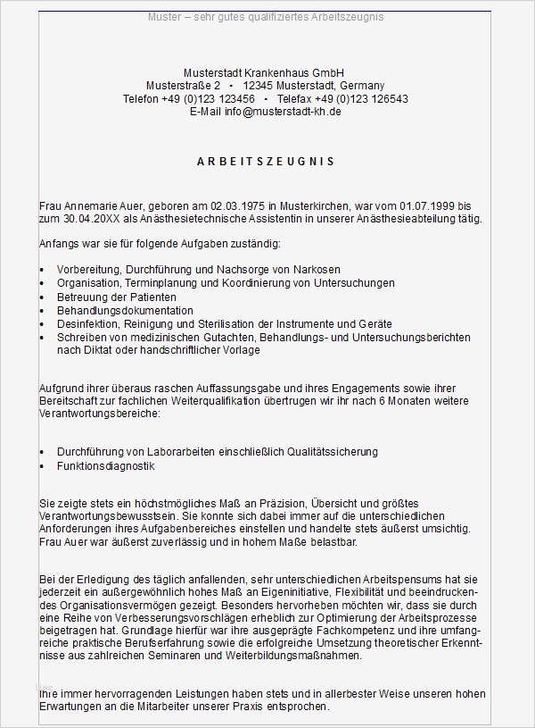 Gutes Arbeitszeugnis Vorlage Erstaunlich Anästhesietechnische assistentin Zeugnis sofort Download