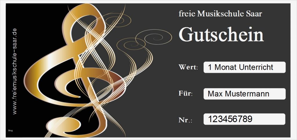 Gutschein Gitarrenunterricht Vorlage Erstaunlich Gutschein Der Freien Musikschule Saar Online Bestellen