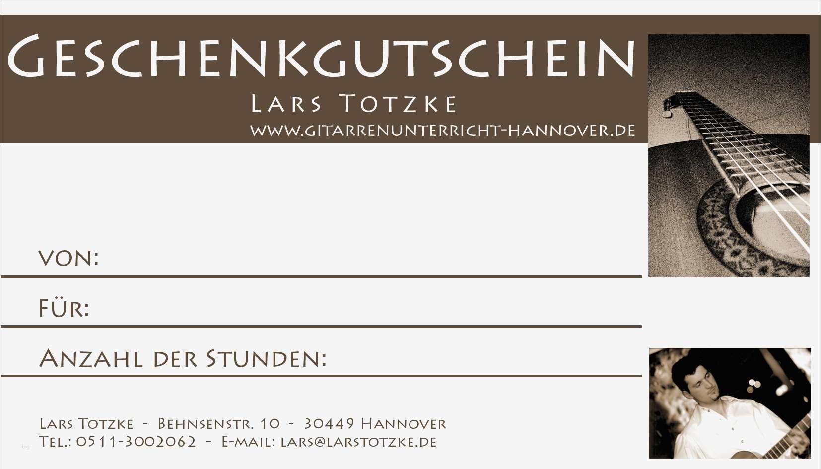 Gutschein Gitarrenunterricht Vorlage Erstaunlich Lars totzke Gitarrenunterricht In Hannover