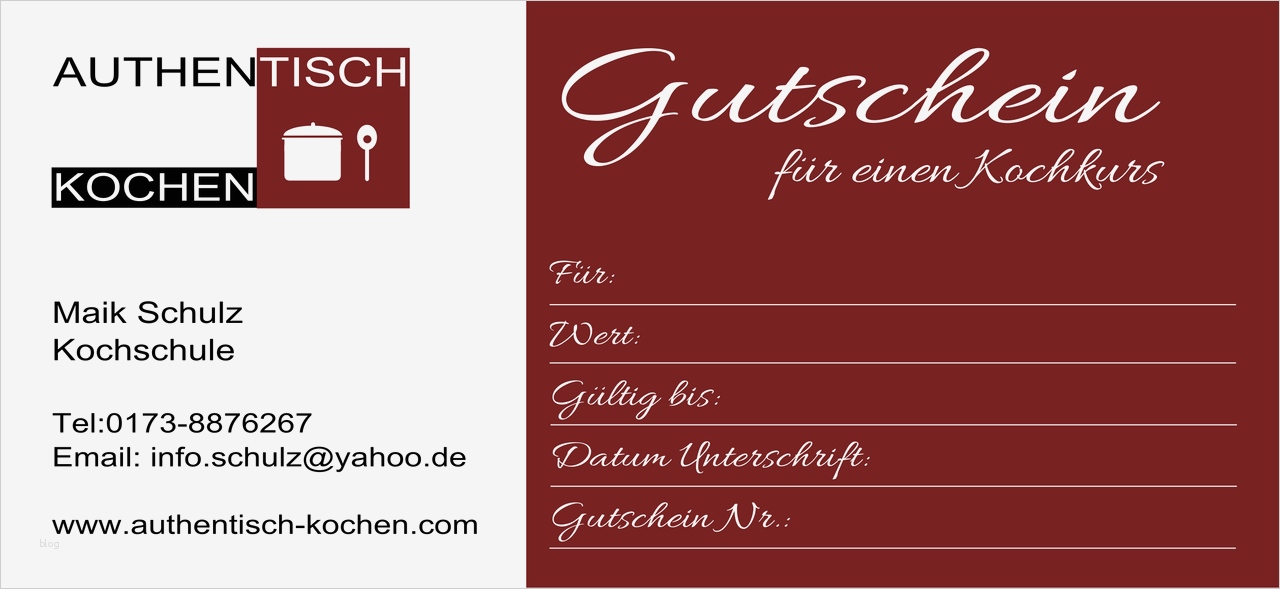 Gutschein Kochen Vorlage Süß Gutschein Authentisch Kochen