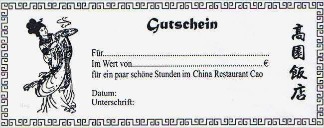 Gutschein Restaurant Vorlage Cool China Restaurant Hotel Cao Hemmingen Arnum